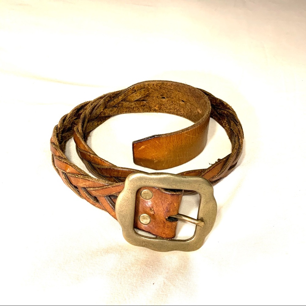 SOLD 🛑 Vintage Leather + Solid Brass Belt